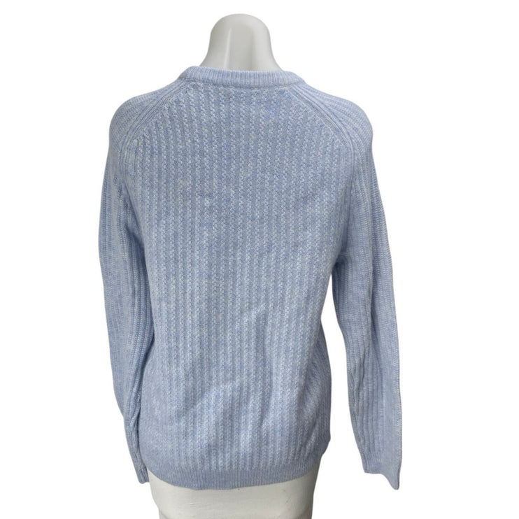 Reiss Women's Blue Wool Long Sleeve Ribbed Knit Crew Neck Sweater Top Size S