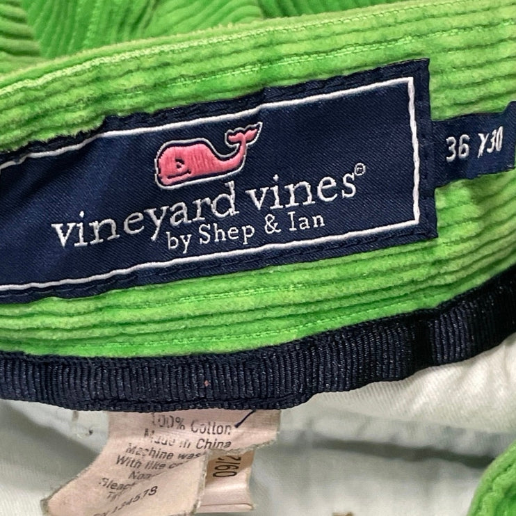 Vineyard Vines Green Corduroy High Waisted Straight Leg Trousers Pants Sz 34x30