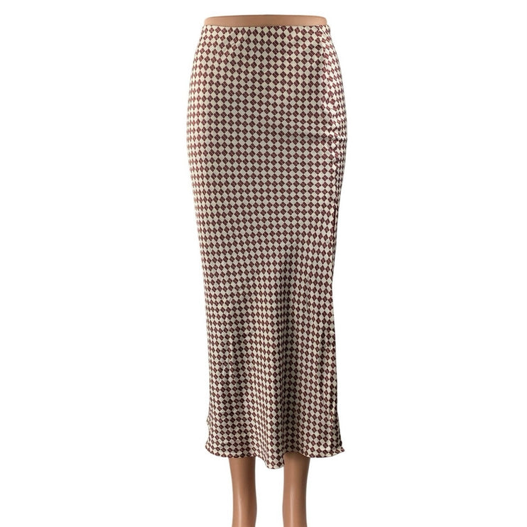NEW Abercrombie & Fitch Brown High Waisted Flare Pencil Midi Slip Skirt Size XS