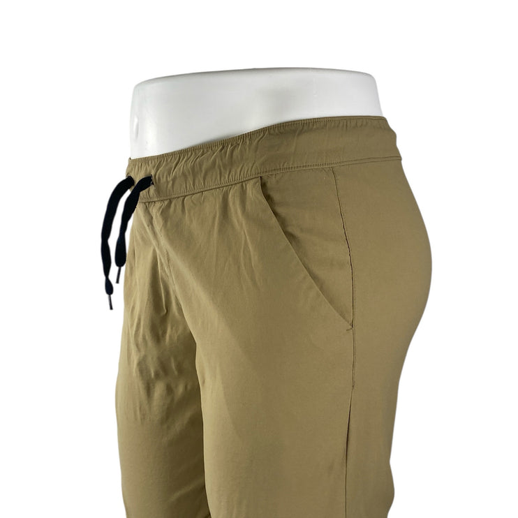 Iron Co Women's Tan Khaki High Rise Drawstring Jogger Tapered Trousers Pants L