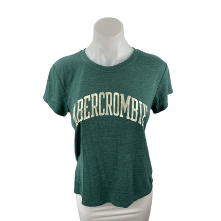 Abercrombie & Fitch Green Logo Crew Neck Short Sleeve Basic Tee T-Shirt Top Sz S