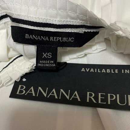 NEW Banana Republic White Sleeveless Ruffle Mock Pleated Tank Blouse Top XS