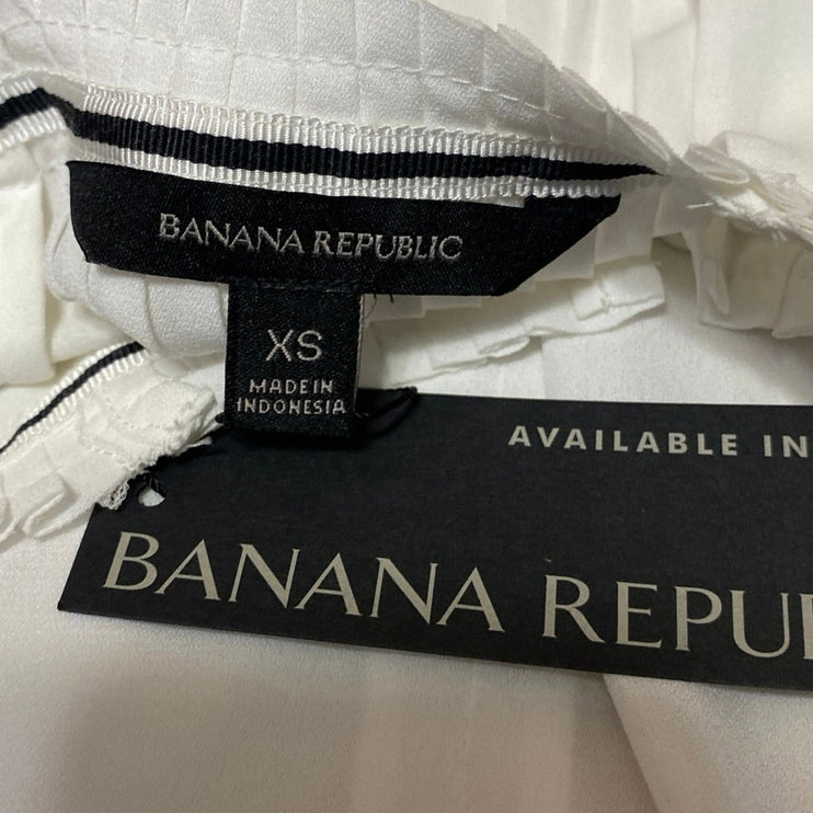 NEW Banana Republic White Sleeveless Ruffle Mock Pleated Tank Blouse Top XS