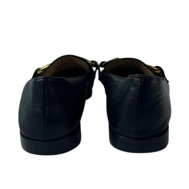 Boden Iris Snaffle Black Leather Gold Accent Slip On Flats Loafers Shoes 37 US 6