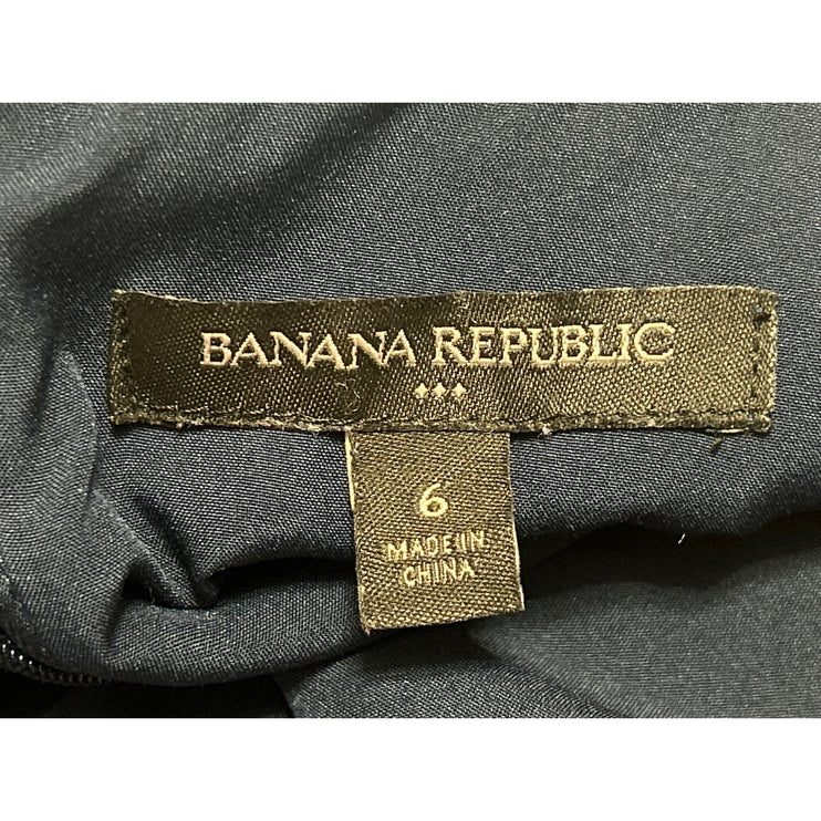 Banana Republic Navy Blue White Striped Sleeveless Peplum Blouse Top Size 6