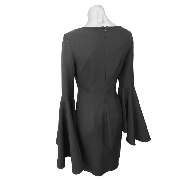NEW Alberto Makali Black Boatneck Bell Sleeve Mini Bodycon Pencil Sheath Dress 4