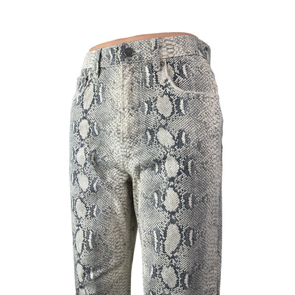 Zara Women's Gray Snakeskin Animal Print High Rise Straight Trousers Pants Sz 4