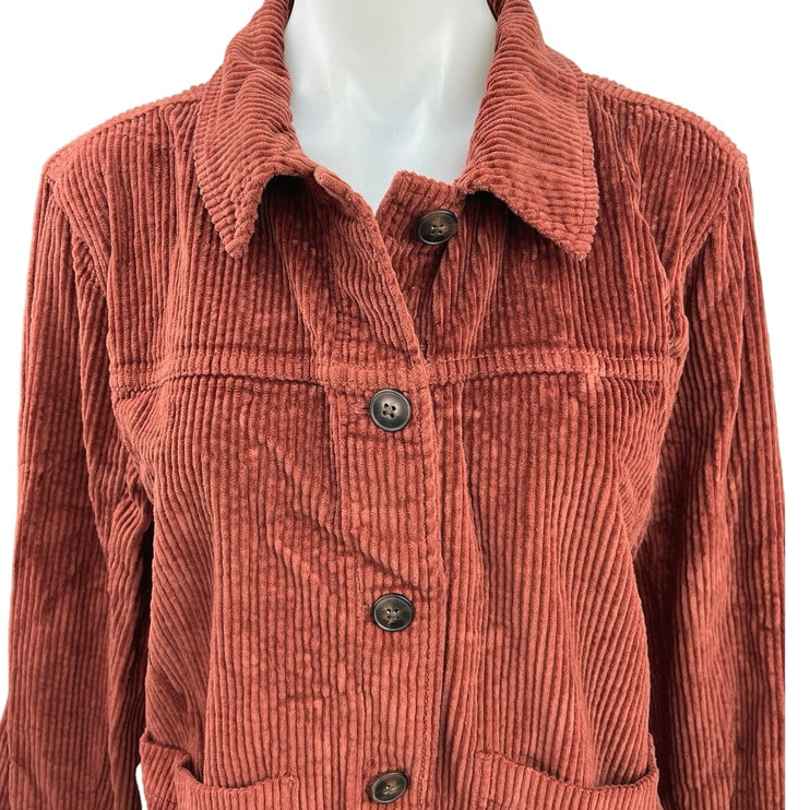 Madewell Corduroy Swing Chore Red Button Down Pockets Cozy Coat Shirt Jacket M