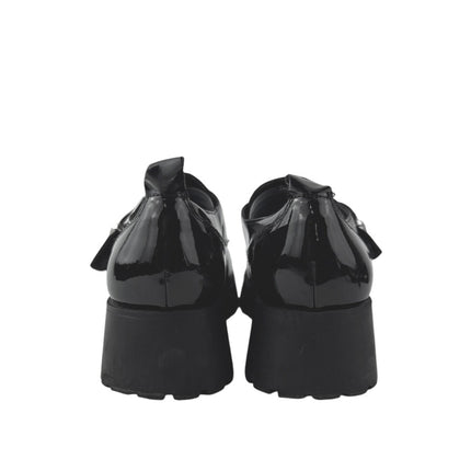 Marc Fisher Hazelton Womens Black Patent Leather BucklePlatform Loafers Shoes 8