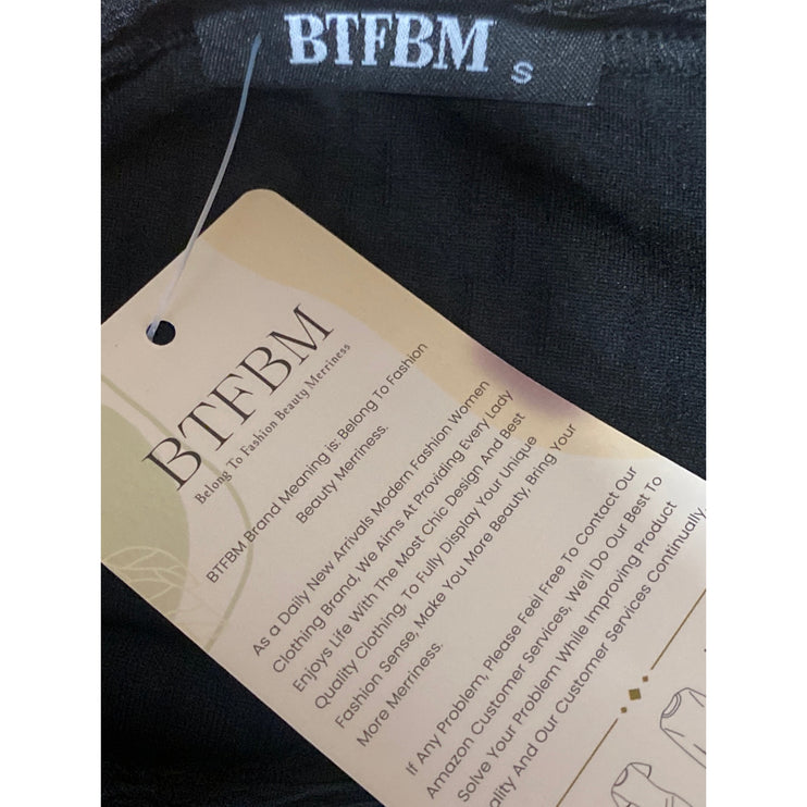 NEW BTFBM Women's Black Textured Long Sleeve Mock Neck Knit Crop Top Size S