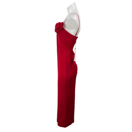 NEW H&M x Magda Butrym Red Sleeveless Cami Rose Appliqued Bodycon Dress Size XS