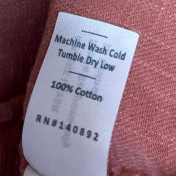 Marine Layer Pink Button Down Short Sleeve Collar Oversized Shirt Blouse Top L