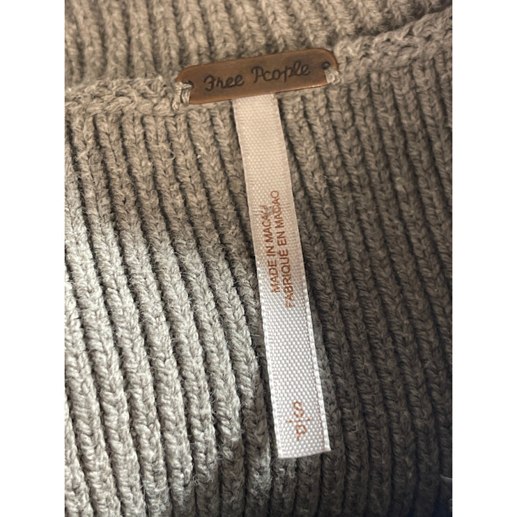 Free People Women's Gray Ribbed Knit Dolman Long Sleeve Crop Sweater Top Size S