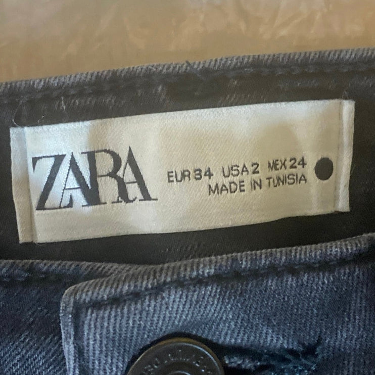 Zara Women's Black High Waisted Classic Skinny Tapered Denim Jeans Pants Size 2
