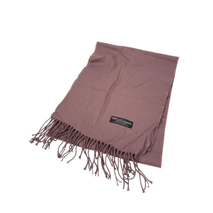 Women's 100% Cashmere Pink Fringe Hem Winter Snow Shawl Wrap Neck Scarf OS