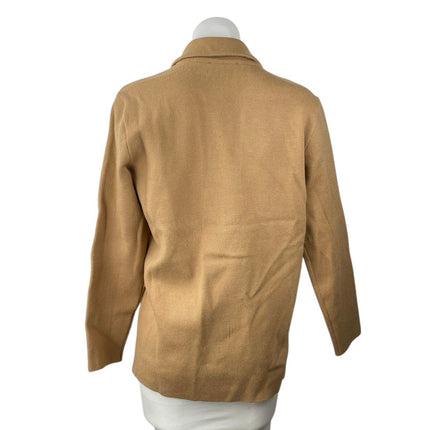Ann Taylor Brown Tan Two Button Collared Long Sleeve Knit Blazer Coat Jacket XXS