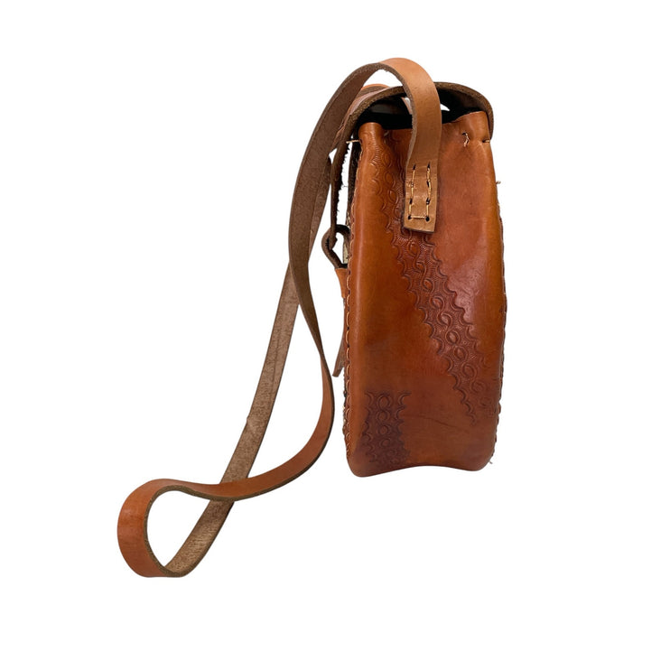 Brown Tan Woven Flap Rattan African Kiondo Boho Crossbody Bag Handbag Size OS