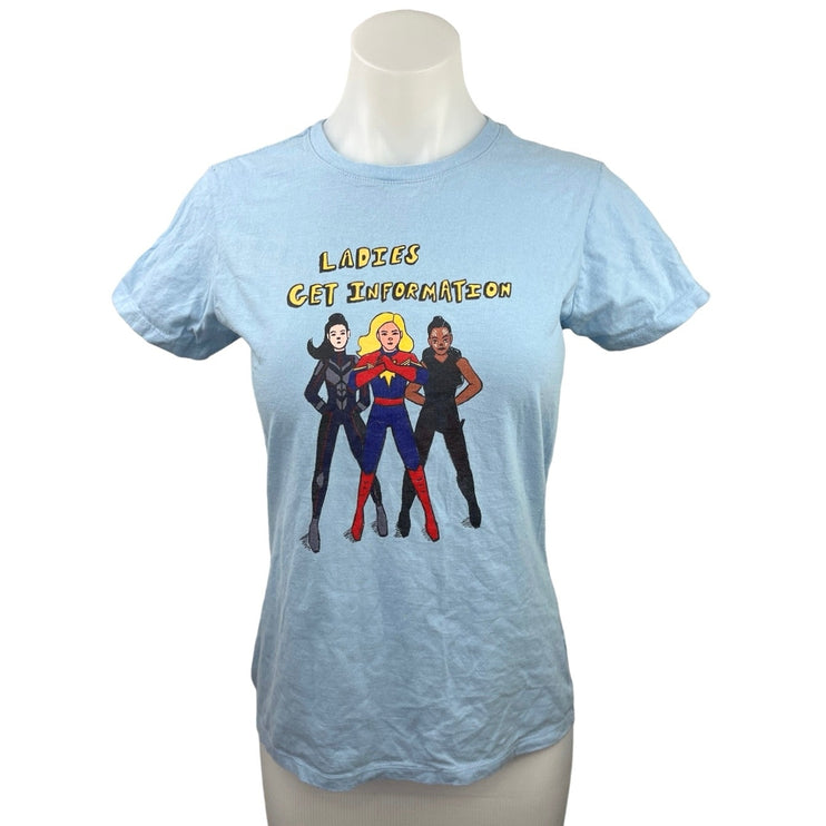 Marvel Blue Ms Marvel Super Heroes Ladies Get Information Crewneck T-Shirt Top S