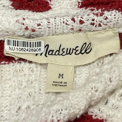 Madewell Women's Cream Red Striped Pointell Knit Short Sleeve Polo Shirt Top M