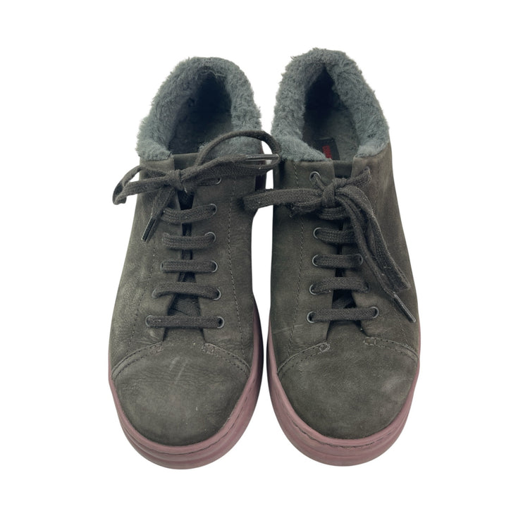 Camper Women's Green Shearling Low Top Lace Up Round Toe Sneakers Shoes Size 7