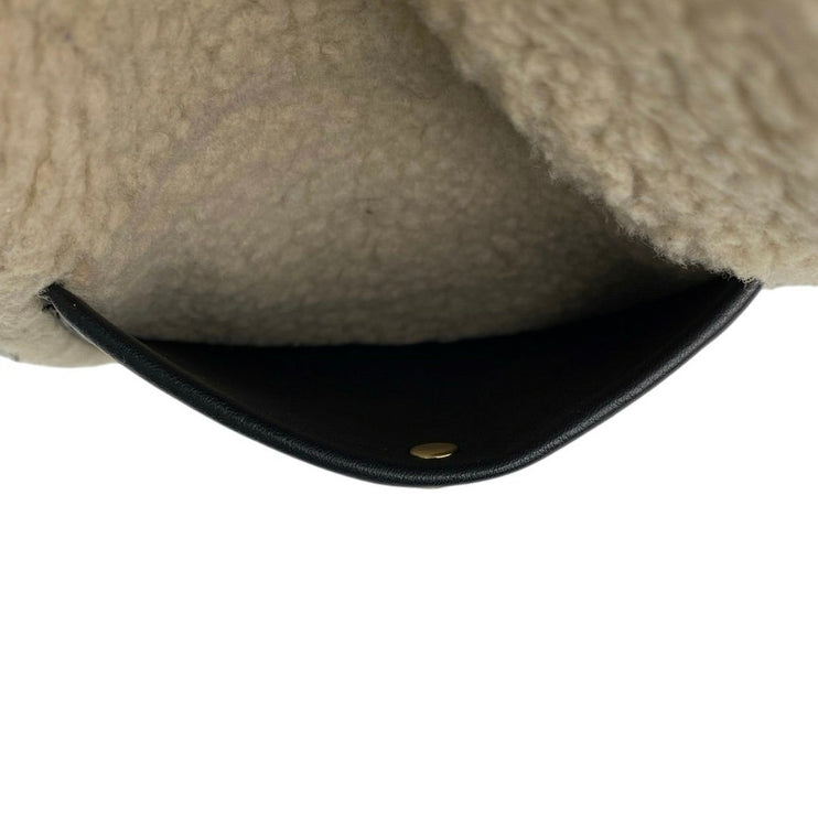 Anthropologie Mali + Lili Gwen Black Faux Leather Vegan Sherpa Sling Bag Handbag