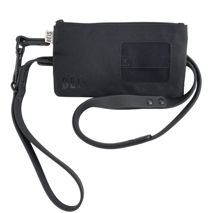 Beis Black Nylon Travel Pet Leash with Removable Poop Bags Pouch Wristlet