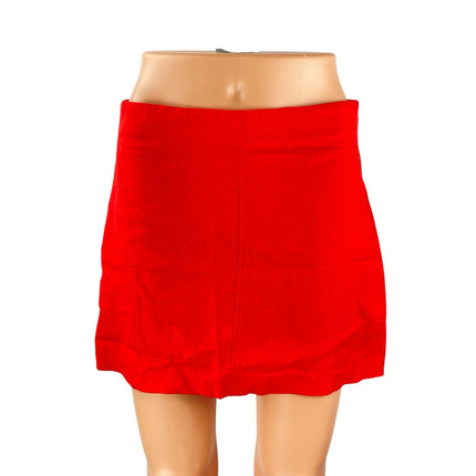 Zara Women's Bright Red High Waisted Zip Y2k Straight Pencil Mini Skirt Size M
