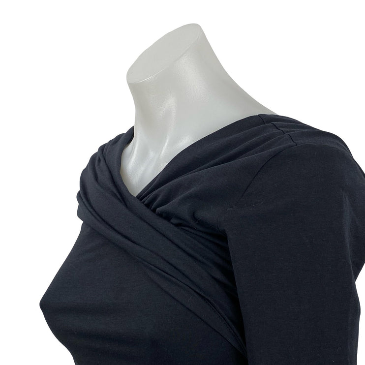 Abercrombie & Fitch Womens Black Draped Ruched Off Shoulder Shirt Blouse Top XS