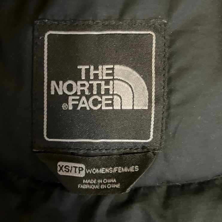 The North Face Tremaya Black Down Faux Fur Hooded Button Down Parka Jacket Sz XS