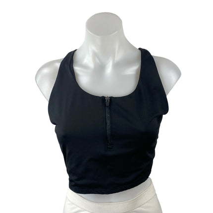 Joy Lab Women's Black Zip Racerback Yoga Running Workout Athletic Crop Top Sz L
