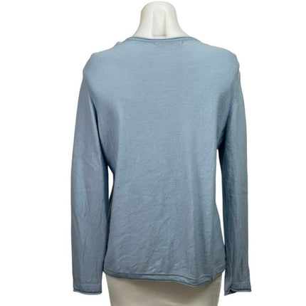 Advocate Nature Women's Light Blue Long Sleeve Embroidered Cardigan Sweater Sz L