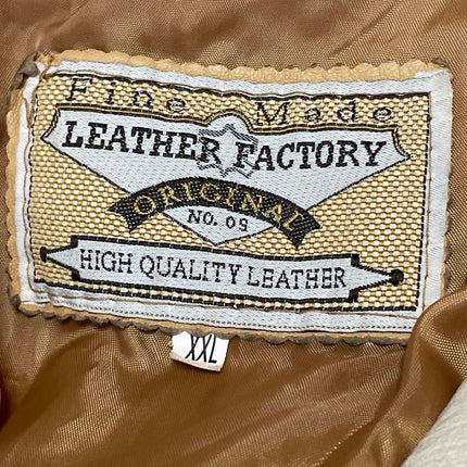 NEW Leather Factory Beige Full Zip Collared Suede Leather Coat Jacket Sz XXL