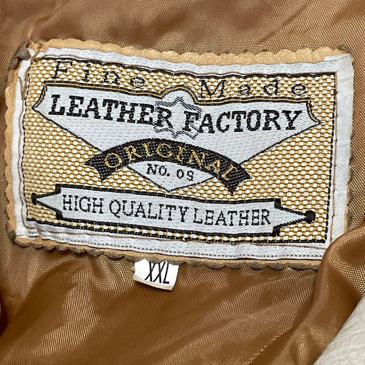NEW Leather Factory Beige Full Zip Collared Suede Leather Coat Jacket Sz XXL