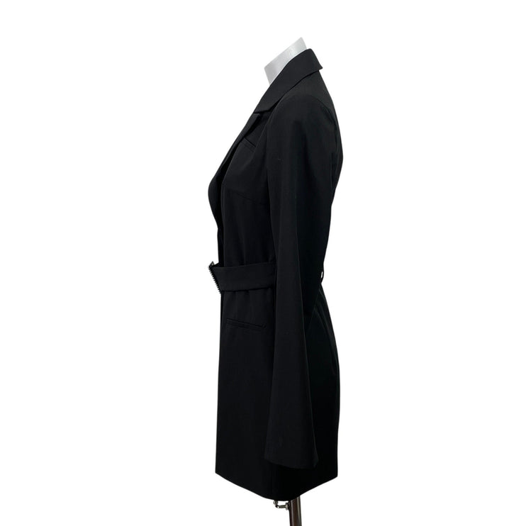 Zara Women's Black Long Sleeve Belted Notch Lapel Blazer Coat Mini Dress Size XS