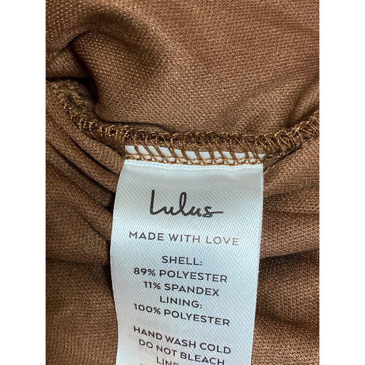 NEW Lulus Brown Ruched Draped Off the Shoulder Long Sleeve Mini Bodycon Dress XL