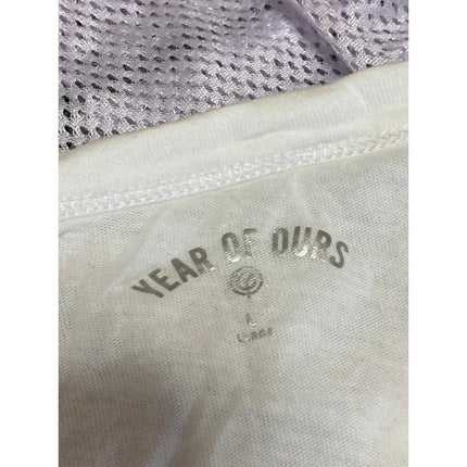 Year of Ours Women's Purple Colorblock Football Mesh Jersey T Shirt Tee Top Sz L