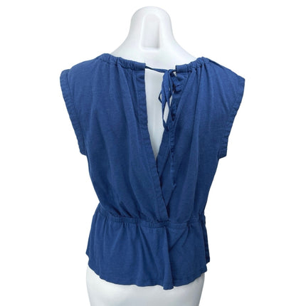 Banana Republic Malibu Tee Blue Tie Back Short Sleeve Peplum Blouse Top Size S