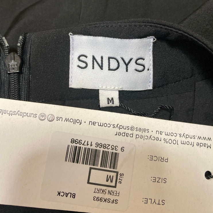 NEW SNDYS Fern Women's Black High Waisted Front Slit Zipper Mini A-Line Skirt M