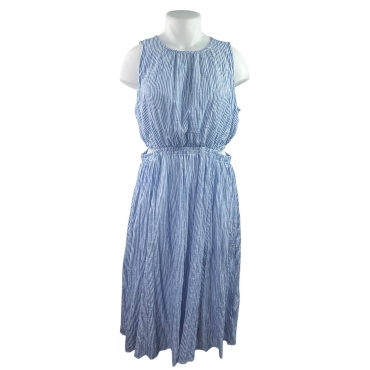 BeachLunchLounge Blue Striped Sleeveless Cutout Fit & Flare Midi Dress Size XL
