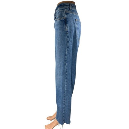 Zara Women's Blue High Waisted Relaxed Fit Straight Leg Denim Jeans Size 8