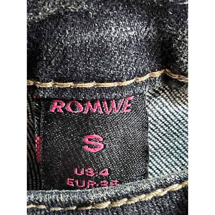 Romwe Leopard Faux Fur Patchwork Mid Rise Vintage Capri Denim Jeans Pants Size S