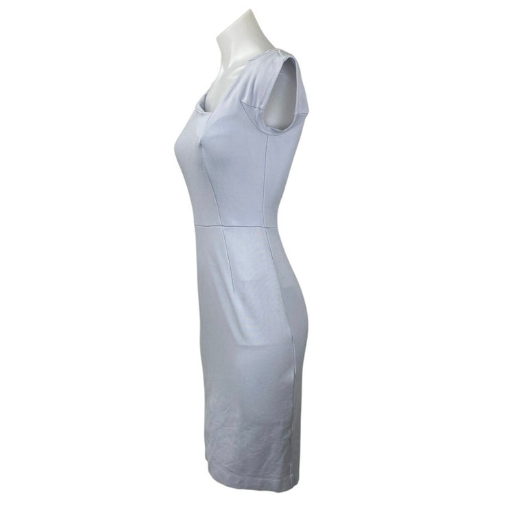 French Connection Blue Short Sleeve Asymmetric Neck Mini Pencil Sheath Dress XS