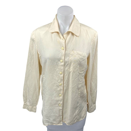 Vintage Anna and Frank Yellow 100% Silk Long Sleeve Button Up Shirt Top Size S