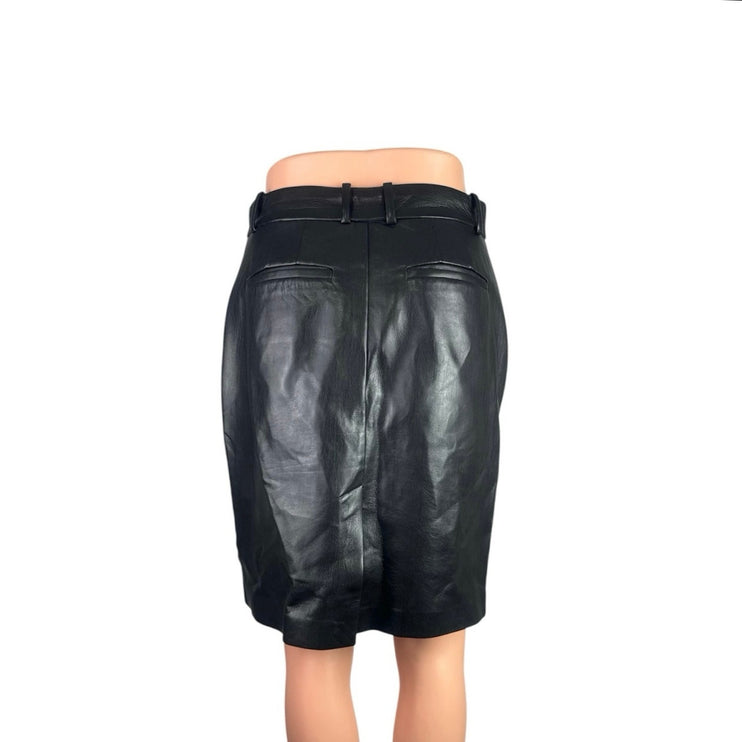 Aritzia Babaton Black Faux Leather Vegan High Waist Pencil Mini Skirt Size 4