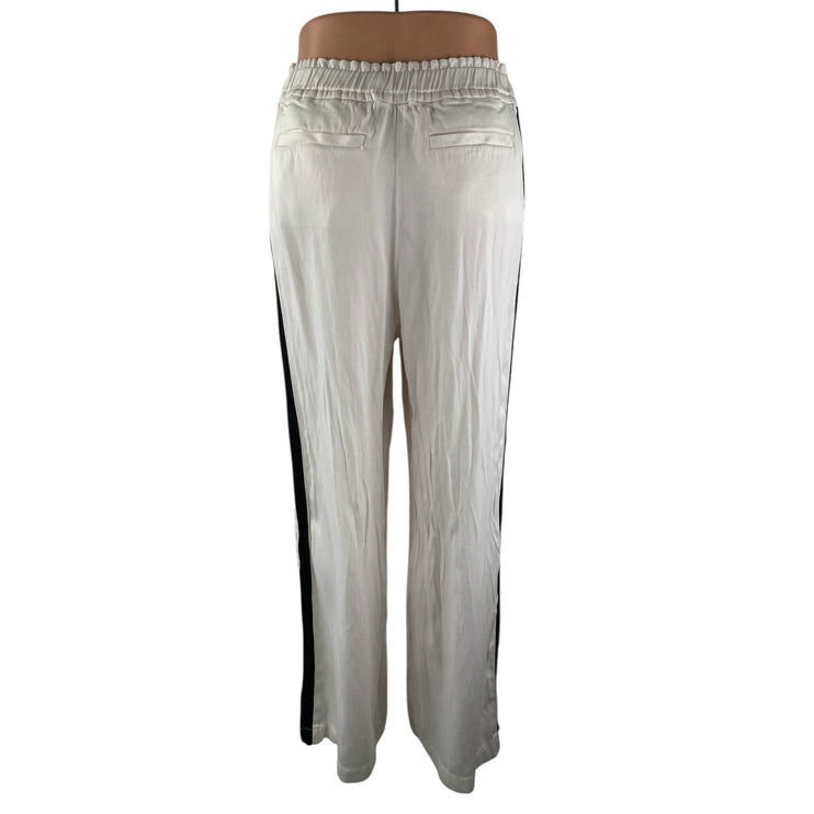 Frame Women's White High Rise Elastic Waist Pull On Wide Leg Trousers Pants S