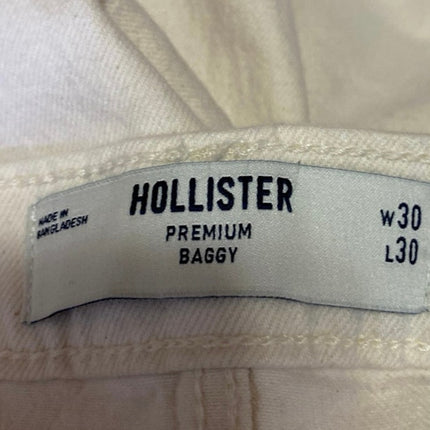 Hollister Women's White Cream High Waist Wide Leg Baggy Denim Jeans Pants Sz 30