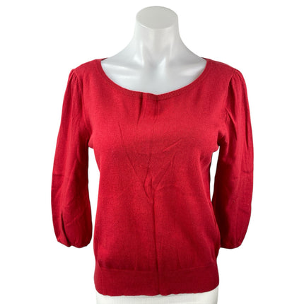 Ann Taylor LOFT Women's Red Wool Long Sleeve Scoop Neck Knit Sweater Top Size M