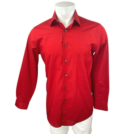 J.Ferrar JF Men's Red Stretch Long Sleeve Button Down Shirt Top Size M 15/15.5