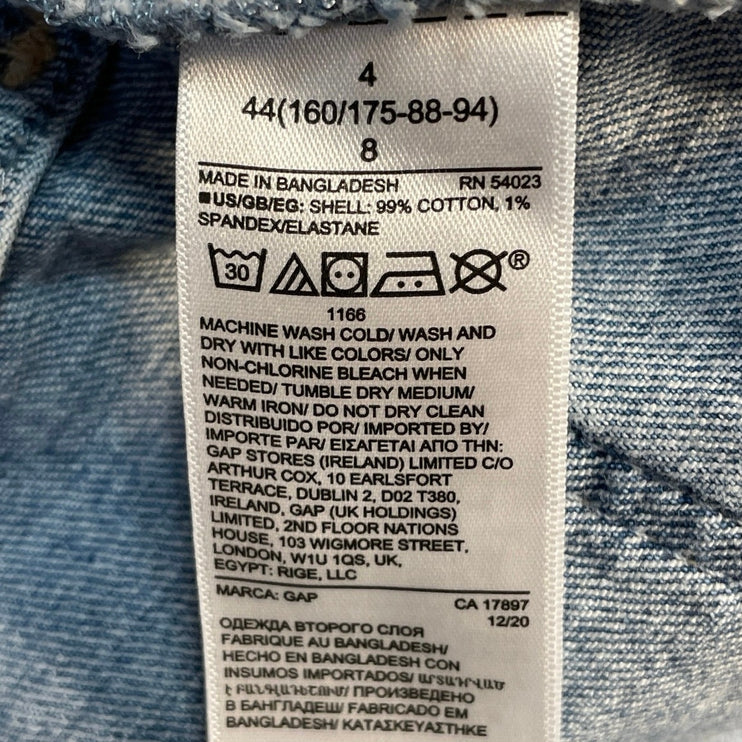 GAP Women's Blue Denim Distressed Raw Hem Light Wash Pockets Jeans Skirts Size 4