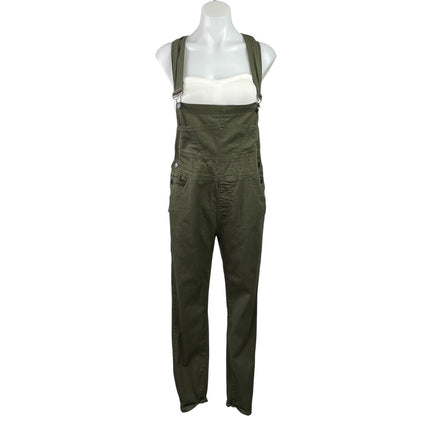 NEW American Bazi Women's Olive Green Bib Skinny Ankle Utility Overalls Size L